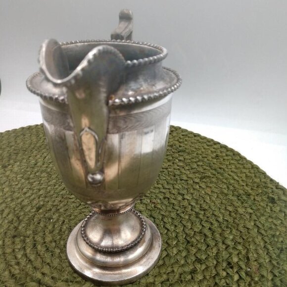 Antique Silver-Plated Cream Pitcher By Reed & Barton 1929 Engraved Design Ornate - Picture 2 of 7